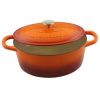 7-Quart Enameled Orange Sunburst Cast Iron Dutch Oven with Lid