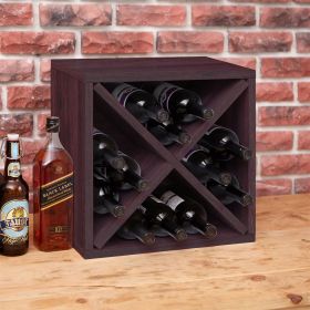 Stackable 12-Bottle Wine Rack in Espresso Brown Wood Finish