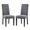 Set of 2 Modern Grey Fabric Upholstered Dining Chair with Black Wood Legs