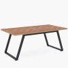 Modern 63-inch Rectangle Dining Table Light Walnut Wood Top Black Metal Frame