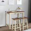 3 Piece Farmhouse Counter Height Kitchen Pub Table Set with 2 Saddle Bar Stools