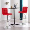 Set of 2 Modern Adjustable Height Barstools w/ Comfortable Red PU Leather Seat