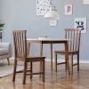 Set of 2 Solid Wood Armless Mission Style Dining Chairs in Walnut Brown Finish