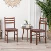 Set of 2 Modern Mid-Century Wood Dining Chairs with Linen Upholstered Seat