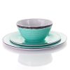 12-Piece Melamine Plates Bowls Dinnerware Set in Turquoise Blue - Service for 4