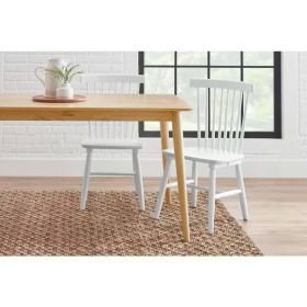 Set of 2  Classic Spindle Back White Solid Wood Dining Chair