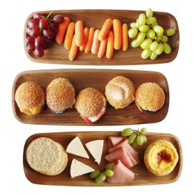 Hecef 3Pcs Charcuterie Board Platter Set, Acacia Wood Serving Tray Cheese Boards Dessert Table Display Set