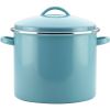 Farberware Enamel-on-Steel Induction Stockpot with Lid, 16 Quart, Aqua