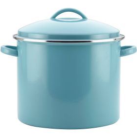 Farberware Enamel-on-Steel Induction Stockpot with Lid, 16 Quart, Aqua