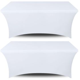 Stretch Spandex Table Covers 4FT Pack of 2 Fitted Tablecloths for Rectangle Tables Stretchy Wrinkle Resistant Folding Table Cover White