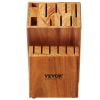 VEVOR Knife Storage Block 15 Slots, Acacia Wood Universal Knife Holders Without Knives, Large Countertop Butcher Block Knife Organizer