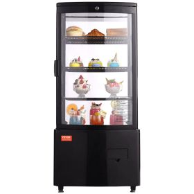 VEVOR Refrigerated Display Case, 3 Cu.Ft./85L Countertop Pastry Display Case, 3-Tier Commercial Display Refrigerator with LED Lighting, TURBO Cooling