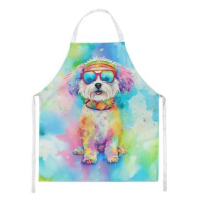 Bichon Frise Hippie Dawg Apron Cooking Kitchen Server Baking Crafts Gardening for Adult Women Men, Unisex, Large, Multicolor