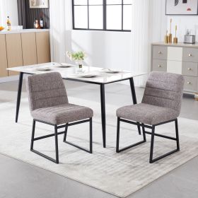 Upholstered Linen Fabric Dining Chairs Set of 2 With Metal Legs