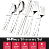 Silverware Sets, 30 Pieces Stainless Steel Flatware Set, Utensils Set Service for 6, Tableware Cutlery Set for Home and Restaurant