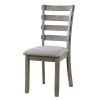 Dining Table 6x Side Chairs 7pcs Dining Set Grey Finish Dining Room Furniture Fabric Seat Rustic Style