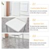 Grid armless high backrest dining chair, 6-piece set of white chairs and plated silver legs, office chair. Suitable for restaurants, living rooms