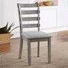 Dining Table 6x Side Chairs 7pcs Dining Set Grey Finish Dining Room Furniture Fabric Seat Rustic Style