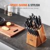 VEVOR Knife Storage Block 15 Slots, Acacia Wood Universal Knife Holders Without Knives, Large Countertop Butcher Block Knife Organizer