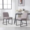 Upholstered Linen Fabric Dining Chairs Set of 2 With Metal Legs