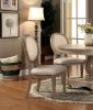 Transitional Rustic Oak and Beige Side Chairs Set of 2 Chairs Dining Room Furniture Padded fabric seat Elegant Kitchen Dining Room