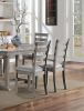 Dining Table 6x Side Chairs 7pcs Dining Set Grey Finish Dining Room Furniture Fabric Seat Rustic Style