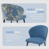 Counter Height Bar Stools Set of 2, Jacquard Upholstered Bar Chairs, Metal Footrest and Frame for Kitchen,Dining Room,28"H Seat Height , Blue