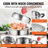 VEVOR Steamer Pot 11in/28cm, 3 Tier Steamer Pot for Cooking with 8.5QT Stock Pot, Vegetable Steamer & 2 Steaming Tray