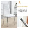 Grid armless high backrest dining chair, 6-piece set of white chairs and plated silver legs, office chair. Suitable for restaurants, living rooms