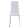 Grid armless high backrest dining chair, 6-piece set of white chairs and plated silver legs, office chair. Suitable for restaurants, living rooms