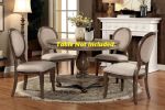 Transitional Rustic Oak and Beige Side Chairs Set of 2 Chairs Dining Room Furniture Padded fabric seat Elegant Kitchen Dining Room