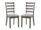 Dining Table 6x Side Chairs 7pcs Dining Set Grey Finish Dining Room Furniture Fabric Seat Rustic Style