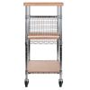 Madera Utility Kitchen Cart; Bamboo and Chrome