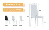 Grid armless high backrest dining chair, 6-piece set of white chairs and plated silver legs, office chair. Suitable for restaurants, living rooms