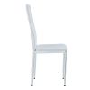 Grid armless high backrest dining chair, 6-piece set of white chairs and plated silver legs, office chair. Suitable for restaurants, living rooms