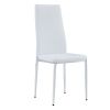 Grid armless high backrest dining chair, 6-piece set of white chairs and plated silver legs, office chair. Suitable for restaurants, living rooms