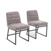 Upholstered Linen Fabric Dining Chairs Set of 2 With Metal Legs