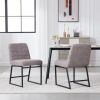 Upholstered Linen Fabric Dining Chairs Set of 2 With Metal Legs